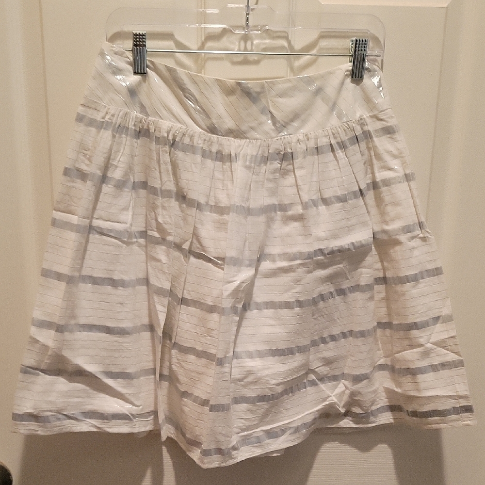Loft 4P Elegant White Striped Skirt